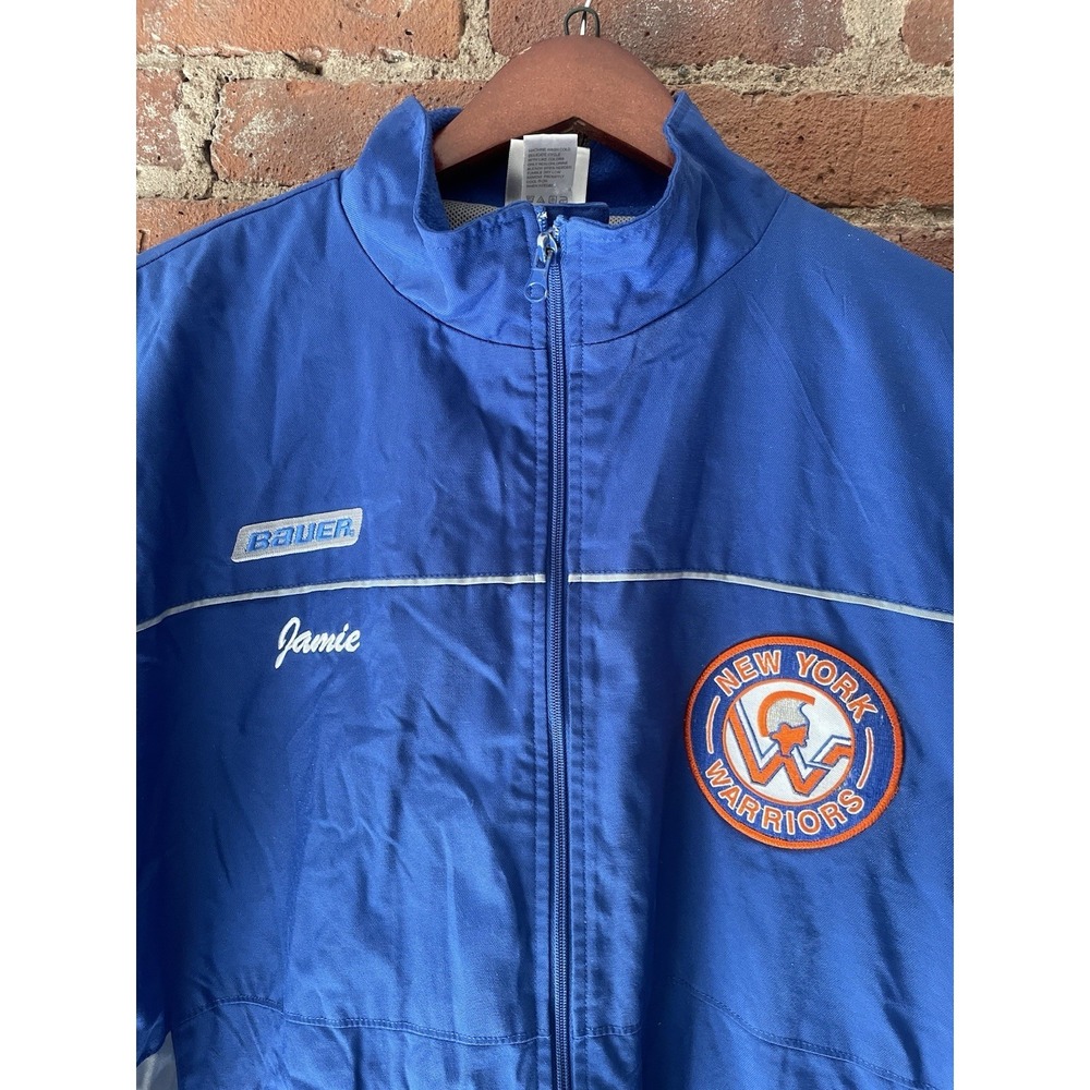 Vintage Hockey Warm Up Uniform Sz XL New York Warriors Blue Orange Bauer - Picture 11 of 16